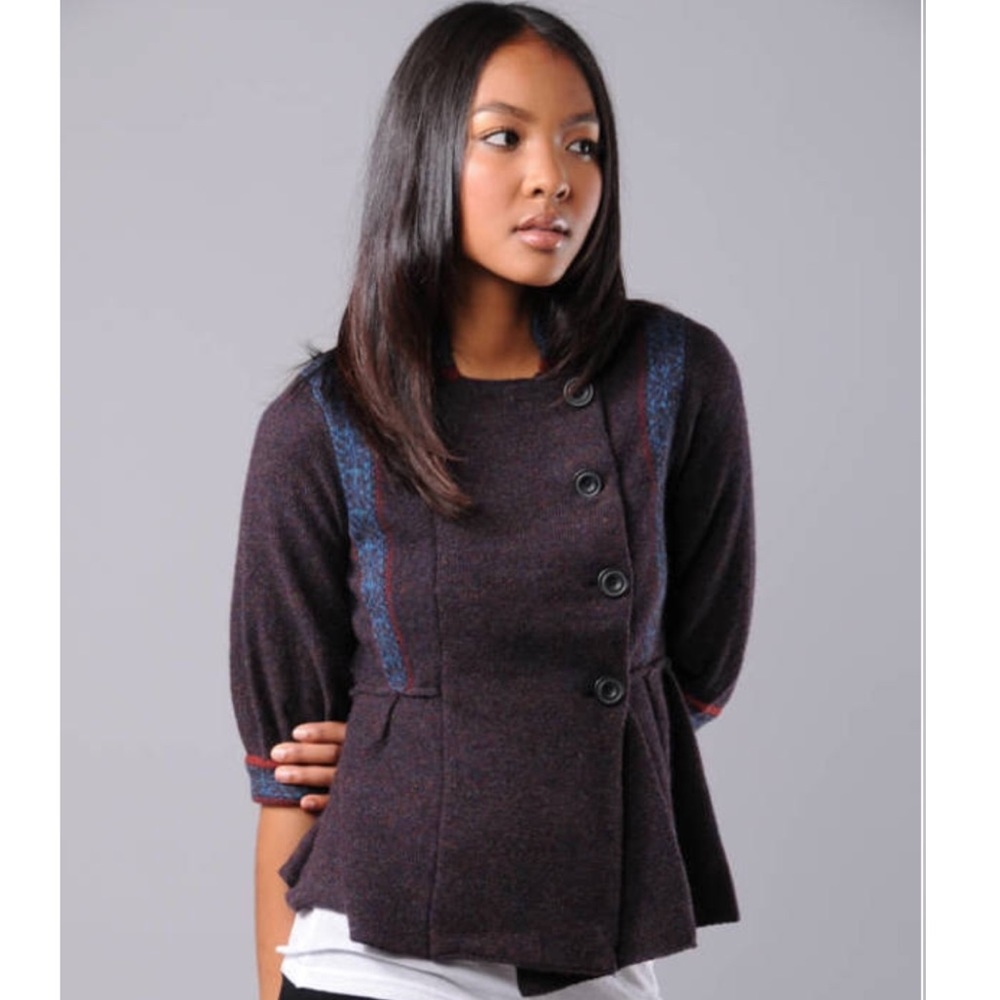 Free People Dark Purple Button-Up Sweater
